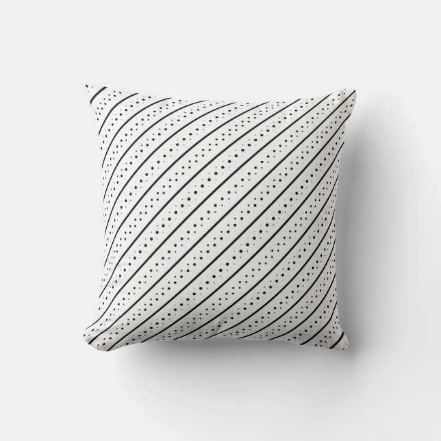 Black Pattern Line Dots Geometry Cushion (Front)