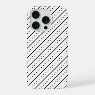 Black Pattern Line Dots Geometry iPhone 15 Pro Case