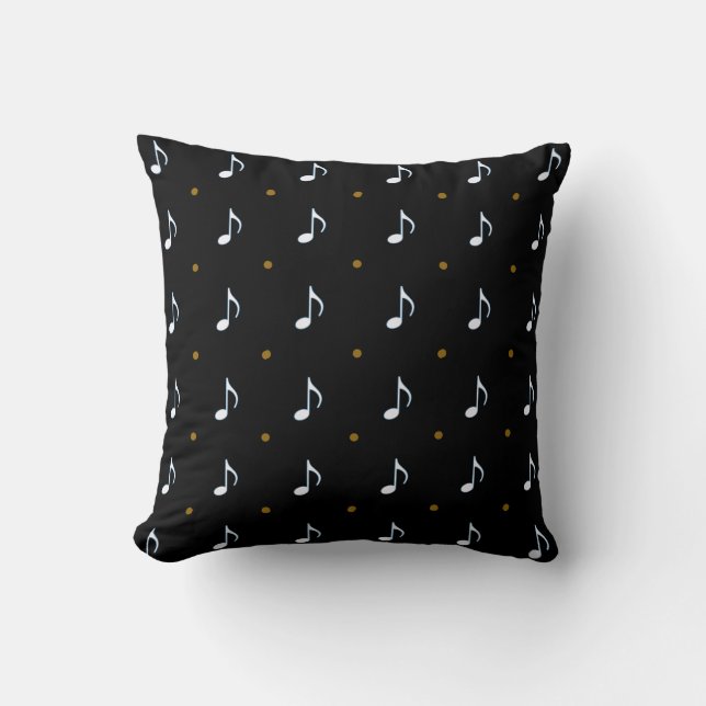 black pattern music notes cushion (Front)