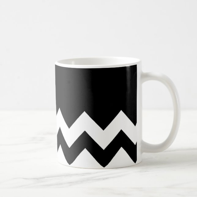 Black-Pattern-On-Black-&-White-Zigzag Coffee Mug (Right)