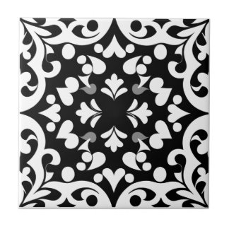 Black pattern on white background ceramic tile