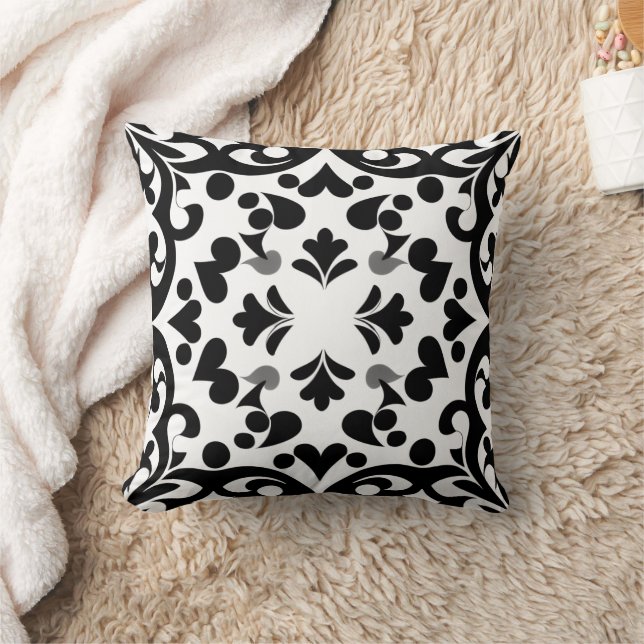 black pattern on white background cushion (Blanket)