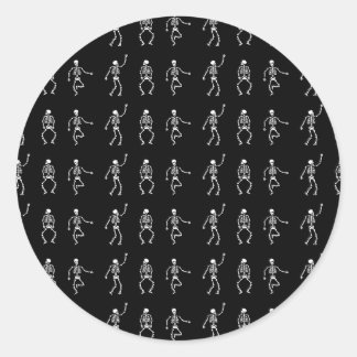 Black pattern Skeletons dead dance bones spooky Classic Round Sticker
