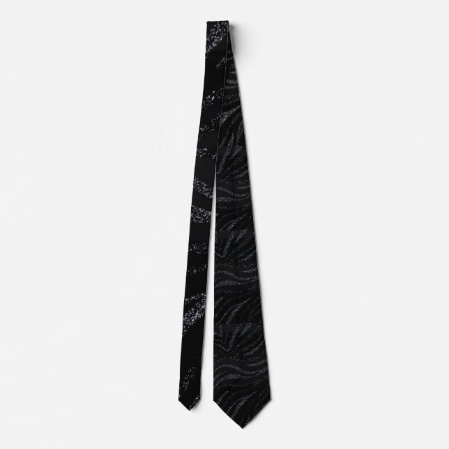 Black Patterned Necktie, Modern Textured Men’s Sui Tie (Back)