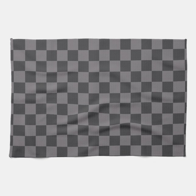 Black Patterns Chequerboard Check Chequered Tea Towel (Horizontal)