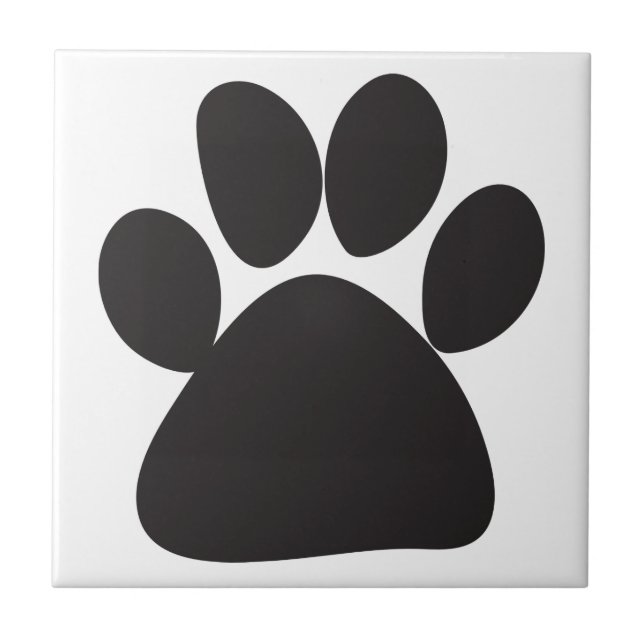 Black Paw Print Ceramic Tile (Front)