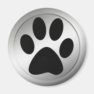 BLACK PAW PRINT IN SILVER FRAME MAGNET