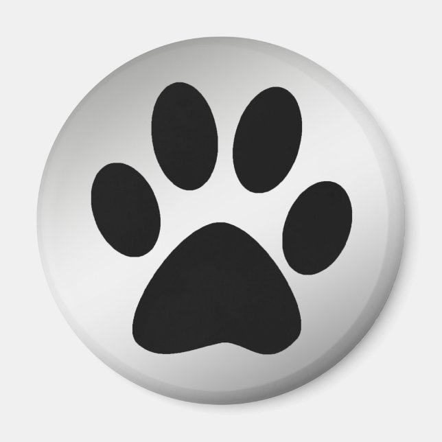 BLACK PAW PRINT ON SILVER MAGNET (Front)