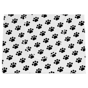 Black Paw Print Pattern Large Gift Bag