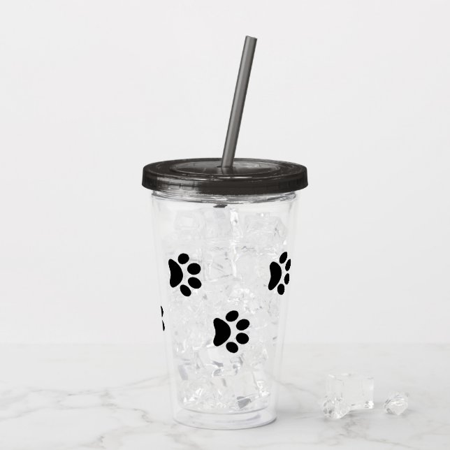 Black Paw Prints Acrylic Tumbler (Back Ice)