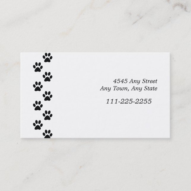 Black Paw Prints Border Business Card (Front)