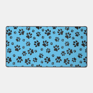 Black Paw Prints Design Desk Mat