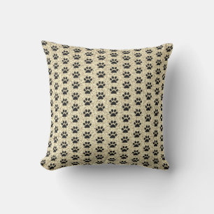 Black Paw Prints Gold Glitter Golden Modern Cute Cushion