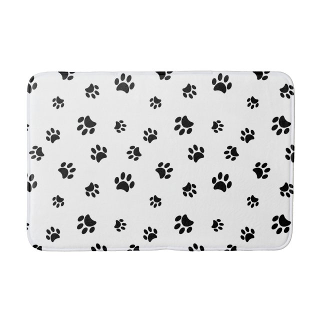 Black Paw Prints Pattern Bath Mat (Front)