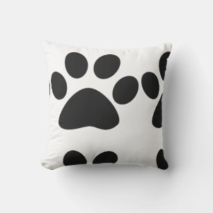 Black Paw Prints Pattern Cute Gifts White Cool Cushion