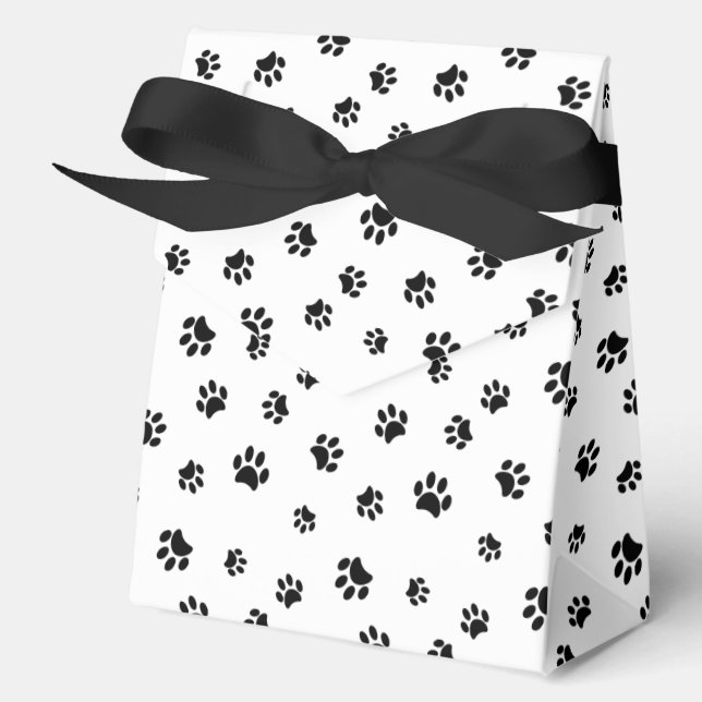 Black Paw Prints Pattern Favour Box (Front)