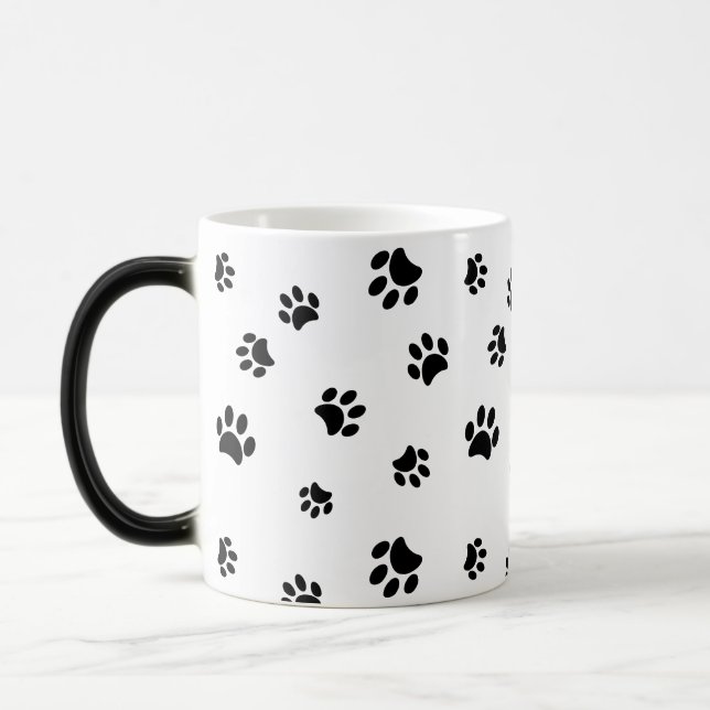Black Paw Prints Pattern Magic Mug (Left)