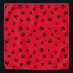 Black Paw Prints Pattern on Red Bandana<br><div class="desc">Show how much you love animals with this cute black paw print patterned bandanna. Shown here in red,  it also looks awesome with other lighter backgrounds. Bet your pet will look adorable wearing it!</div>
