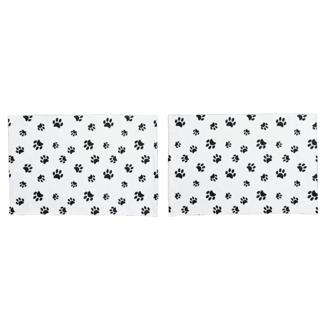 Black Paw Prints Pattern Pillowcase (Front-Set)