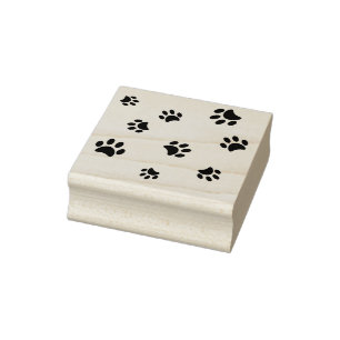 Black Paw Prints Pattern Rubber Stamp