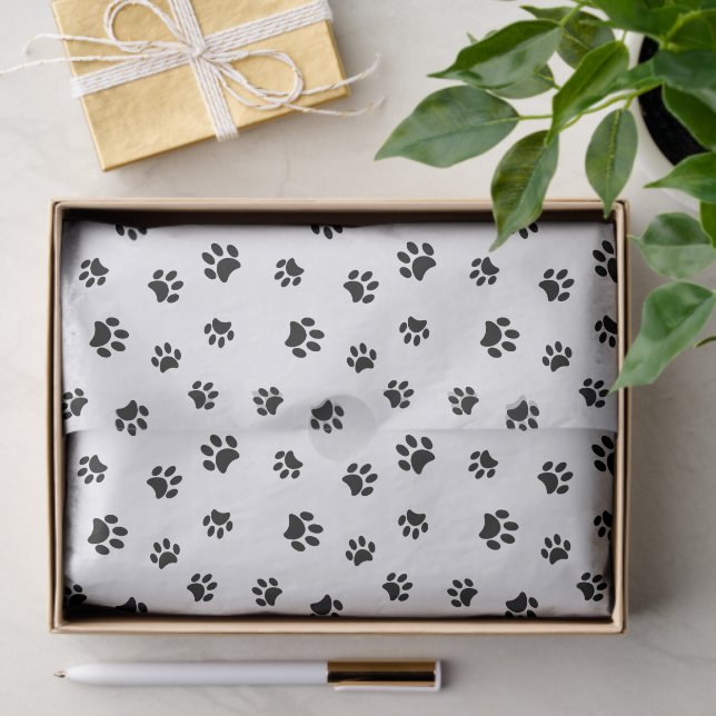 Black Paw Prints Pattern Tissue Paper (Gift)