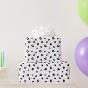Black Paw Prints Pattern Wrapping Paper