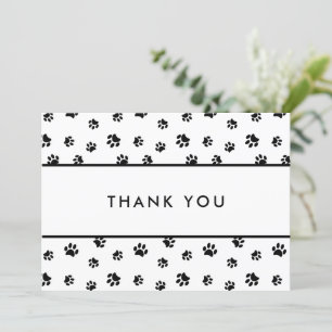 Black Paw Prints Pet Care Business Thank You Card