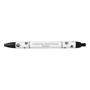Black Paw Prints Professional Pet Sitter Black Ink Pen