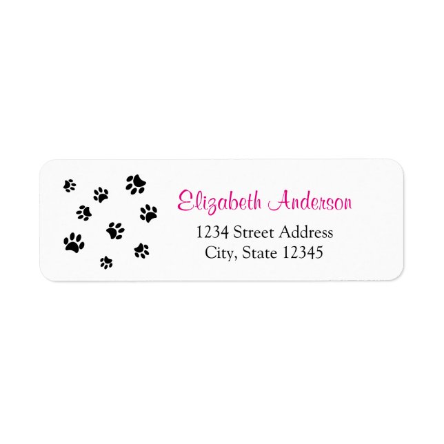 Black Paw Prints Return Address Return Address Label (Front)