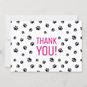 Black Paw Prints Thank You Card