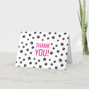Black Paw Prints Thank You Card
