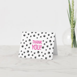 Black Paw Prints Thank You Card