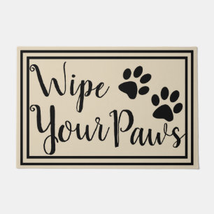 Black Paw Prints Wipe Your Paws Doormat