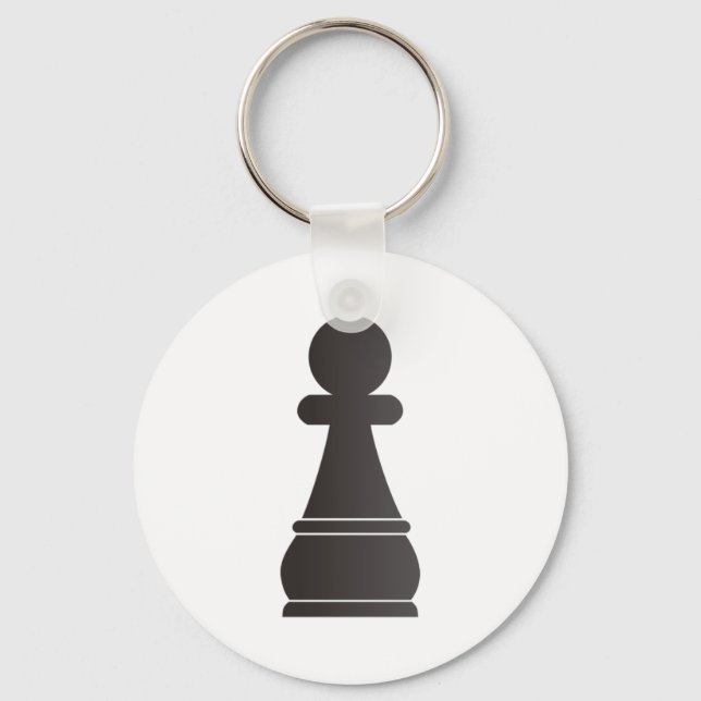 Black Pawn Chess Piece Key Ring (Front)