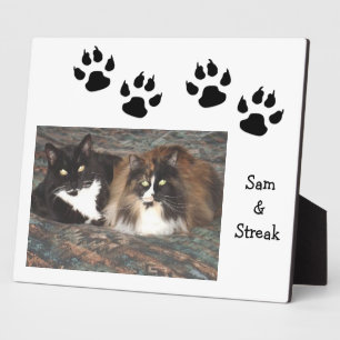 Black Pawprints Pet Photo Plaque