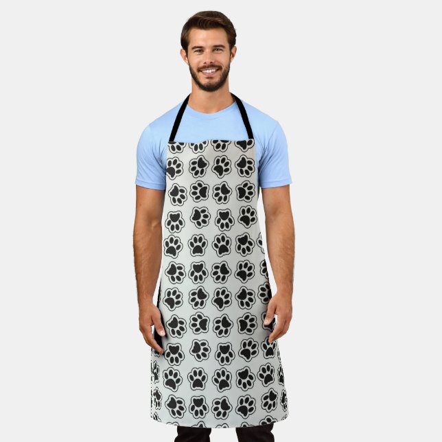 Black Paws, Dog Paws, Cat Paws, Outline Apron (Worn)