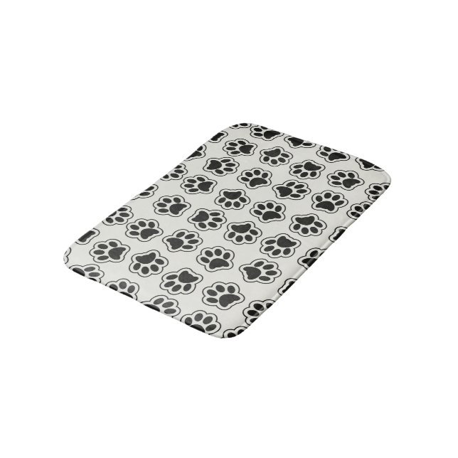 Black Paws, Dog Paws, Cat Paws, Outline Bath Mat (Angled)
