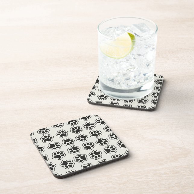 Black Paws, Dog Paws, Cat Paws, Outline Coaster (Right Side)