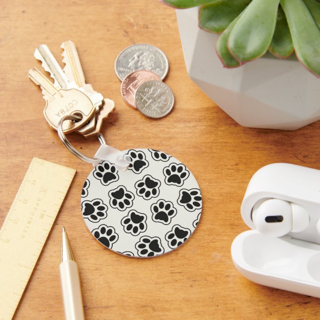 Black Paws, Dog Paws, Cat Paws, Outline Key Ring (Desk)