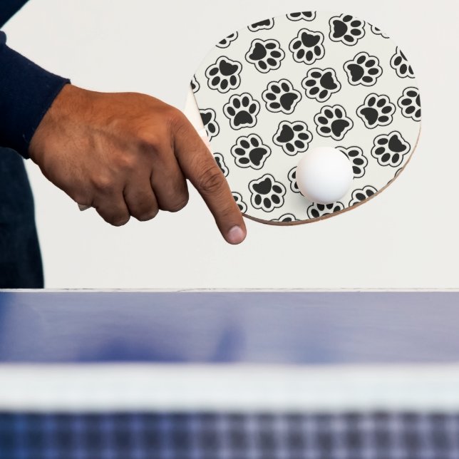 Black Paws, Dog Paws, Cat Paws, Outline Ping Pong Paddle (Insitu)