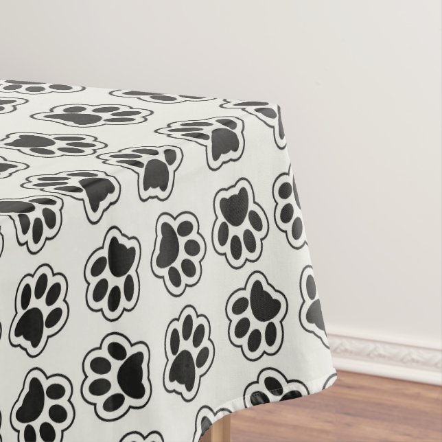 Black Paws, Dog Paws, Cat Paws, Outline Tablecloth (In Situ)