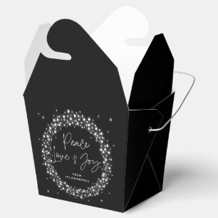 Black Peace Love+Joy Christmas Sparkling Lights Favour Box