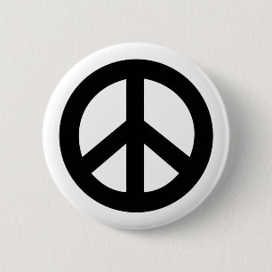 Black Peace Sign 6 Cm Round Badge