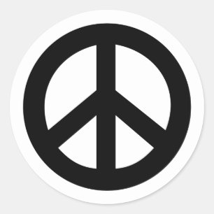 Black Peace Sign Classic Round Sticker