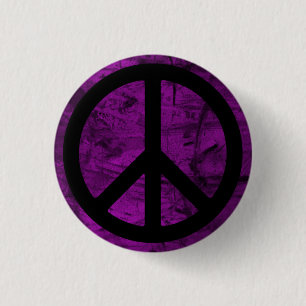 Black Peace Symbol Button
