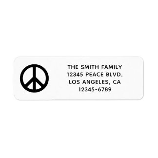 Black Peace Symbol Return Address Label
