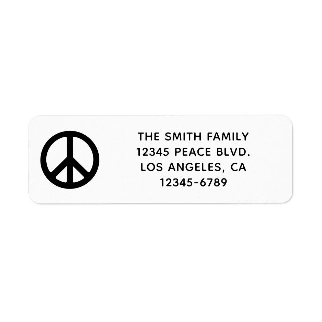 Black Peace Symbol Return Address Label (Front)