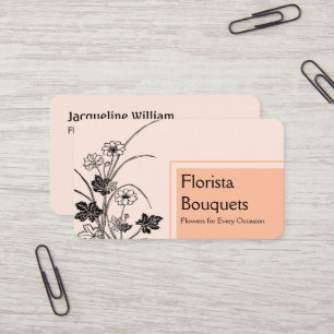 Black Peach Floral Florist Chic Flower Shop Business Card