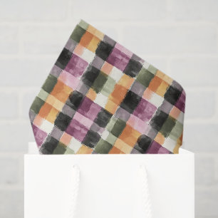 Black Peach Orange Green Pink Plaid Birthday Tissue Paper