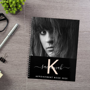Black peach photo monogram 2025 planner